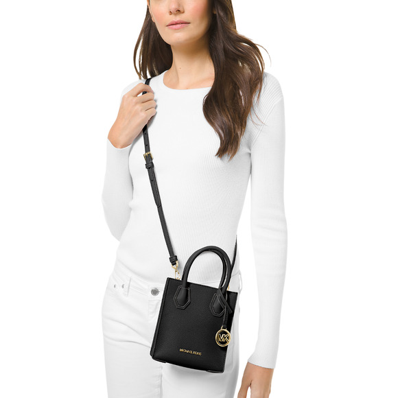 Michael Kors Mercer Extra-Small Pebbled Leather Crossbody Bag Black $348 Nwt - Picture 3 of 3